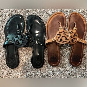 Tory Burch Black and Tan Sandals